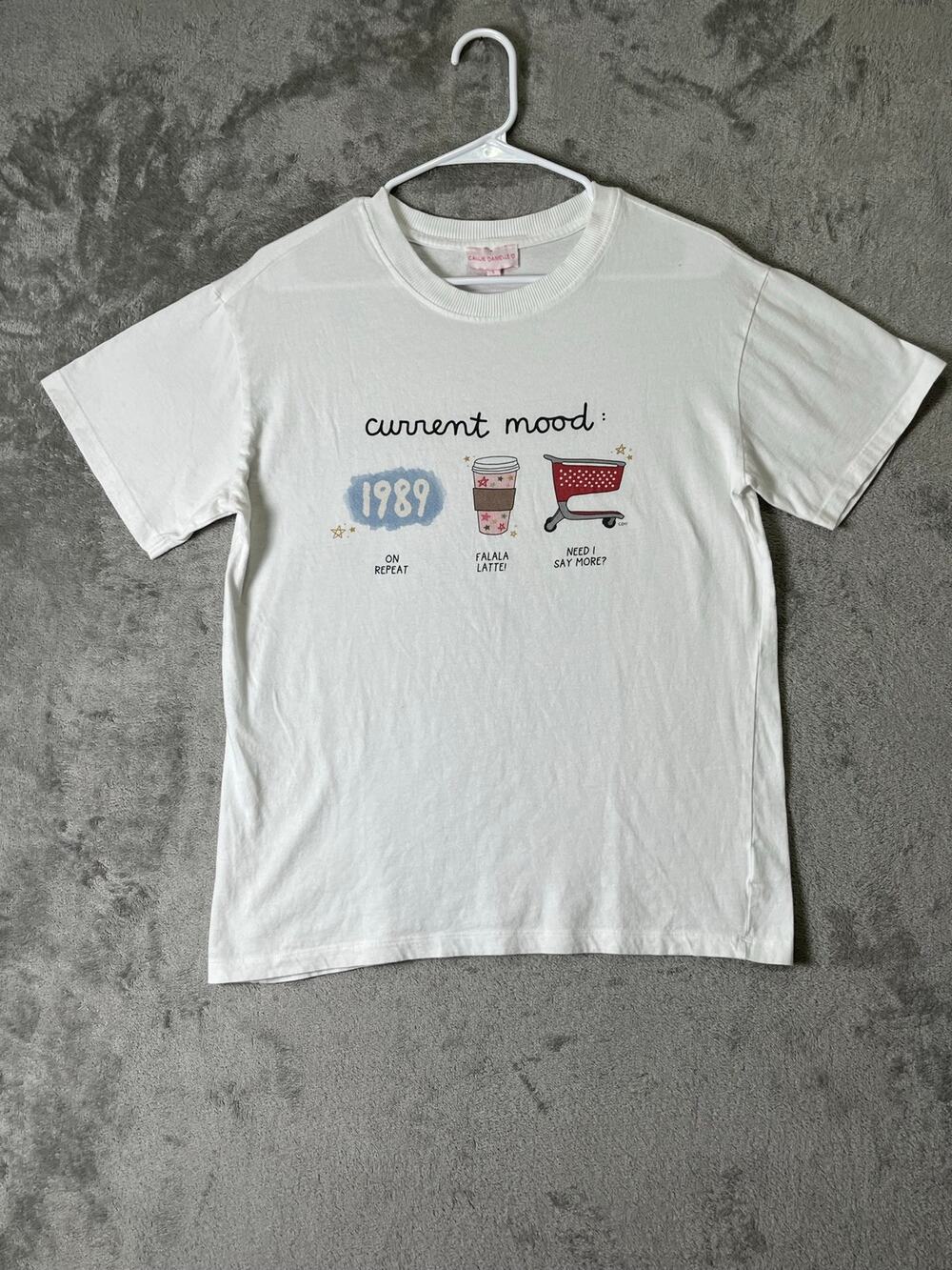 Callie Danielle Current Mood Graphic Tee White Organic Cotton Retro Y2K Size S
